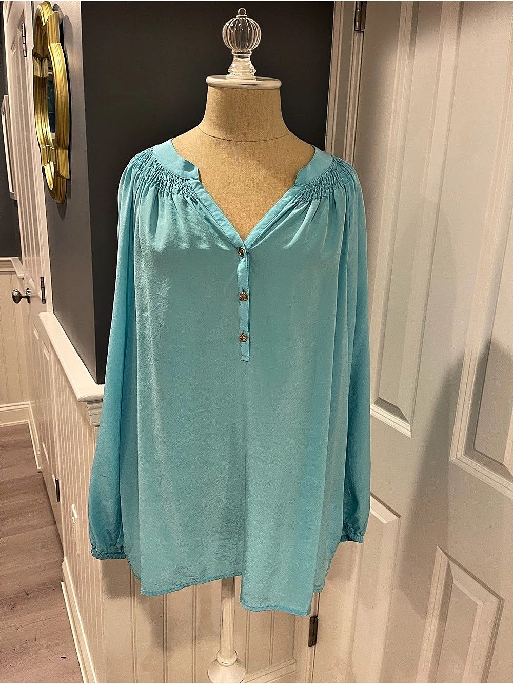 Lilly Pulitzer Elsa Silk Top Silk Blouse Blue XL